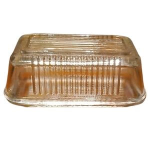 Vintage Pasabache Butter Dish with Lid Refrigerator Container Ribbed Clear.